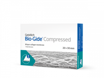 Bio-Gide Compressed 20х30 мм спресованная резорбируемая двухслойная барьерная мембрана повышенной плотности арт: 500372